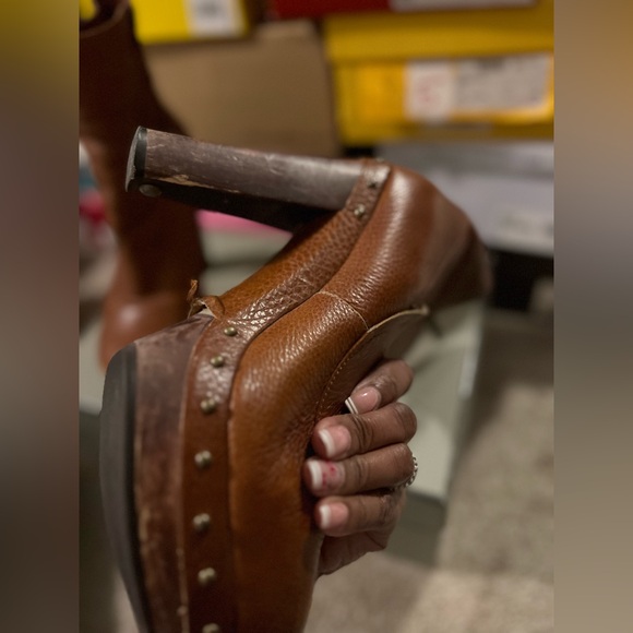 UGG Brown Ankle Boots with Stud Details - Picture 7 of 8